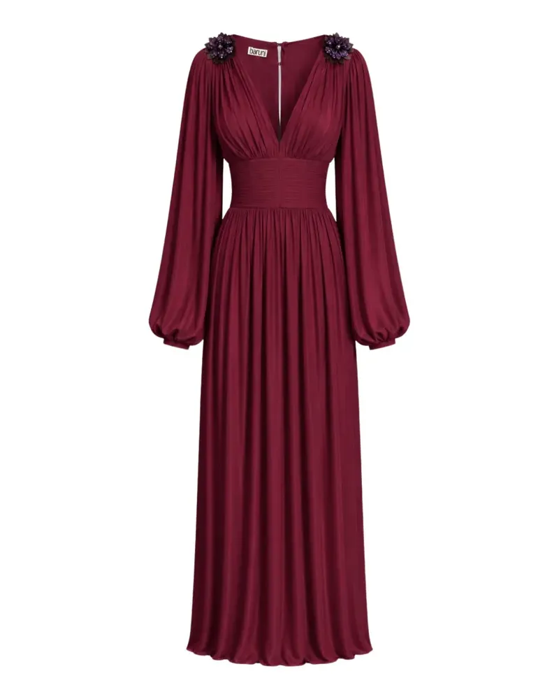 Baruni Layan floral-embellished pleated maxi dress - Braun Braun