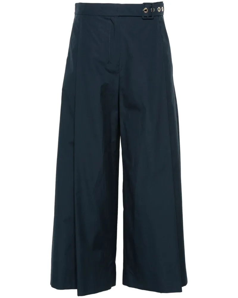 Max Mara Popeline-Hose mit weitem Bein Blau