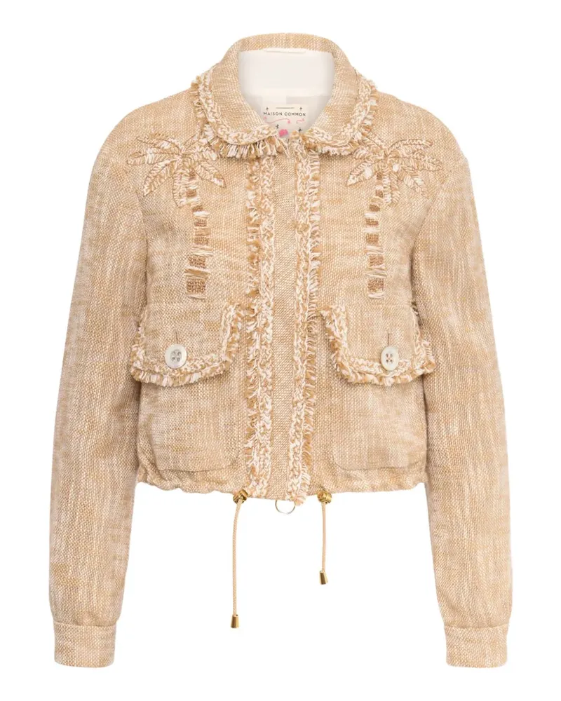 Maison Common fringed collared jacket - Nude Nude