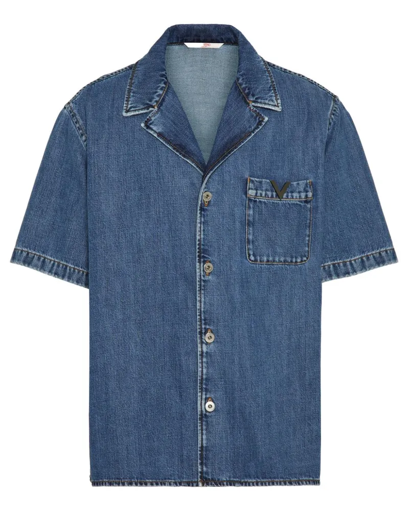 Valentino Garavani Jeanshemd mit V-Detail - Blau Blau