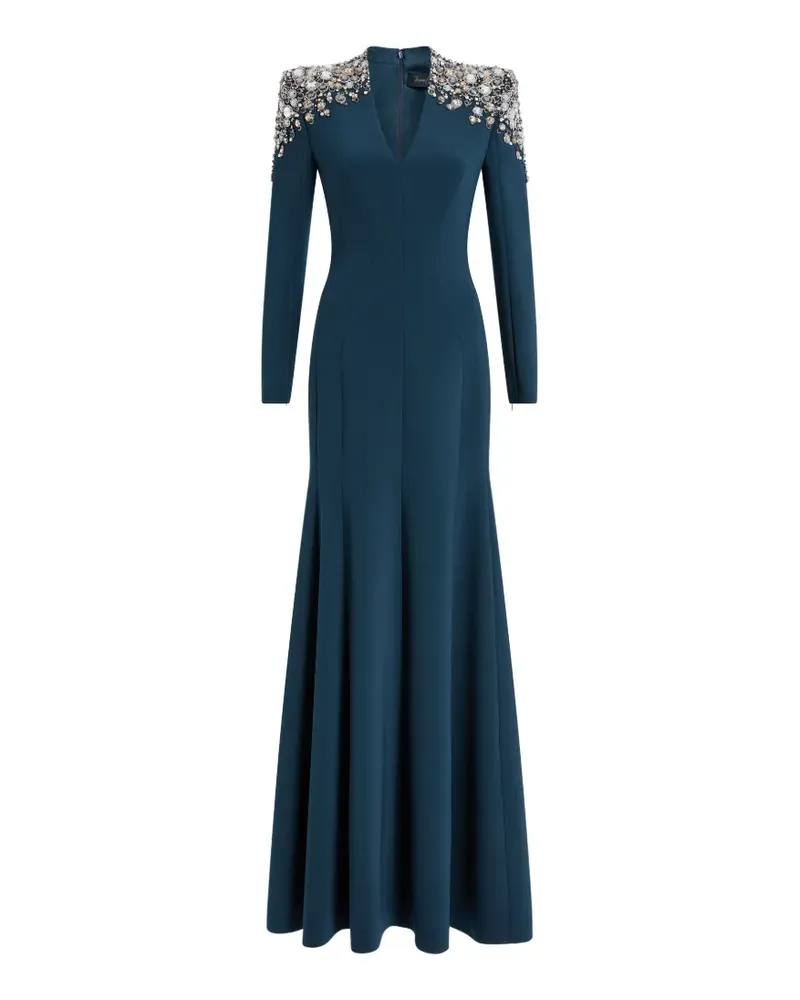 Jenny Packham Nila Maxikleid mit V-Ausschnitt - Blau Blau