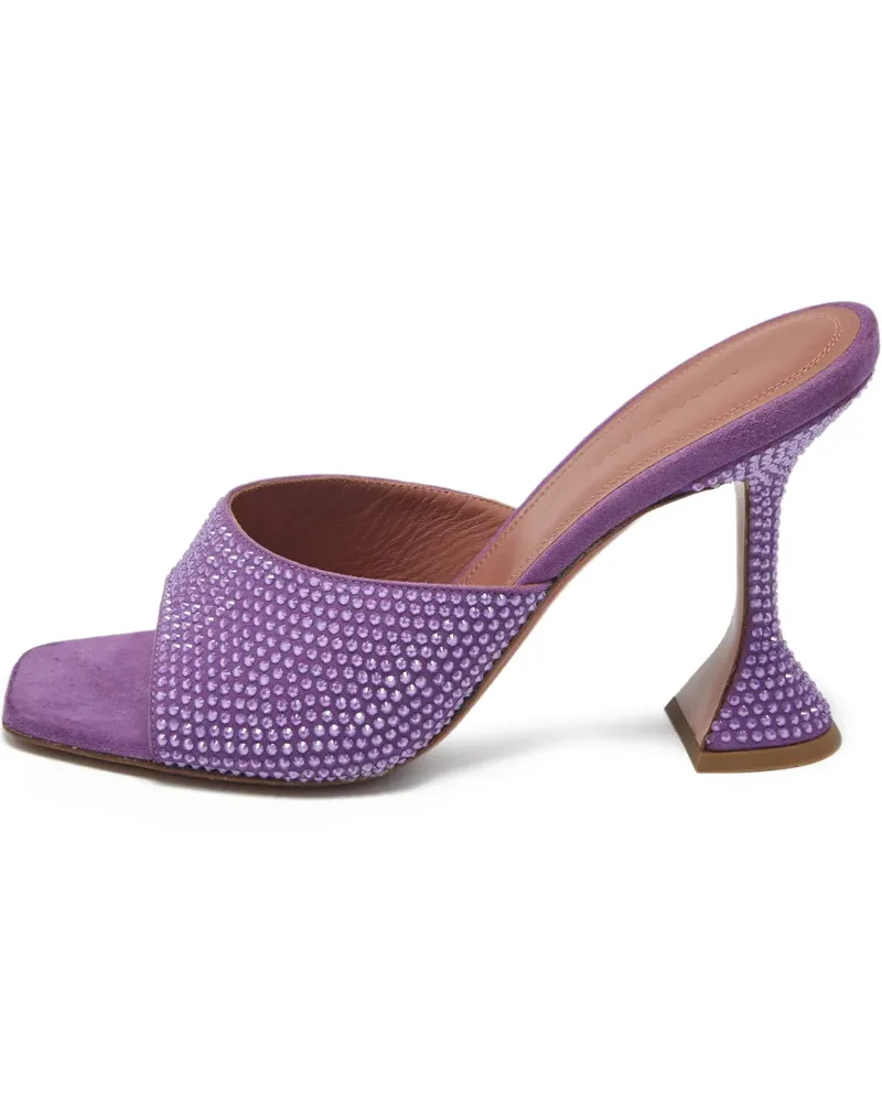 Amina Muaddi crystal-embellished suede slides - Violett Violett