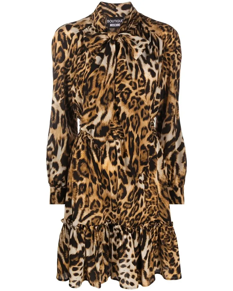 Moschino Minikleid aus Seide mit Leo-Print - Nude Nude