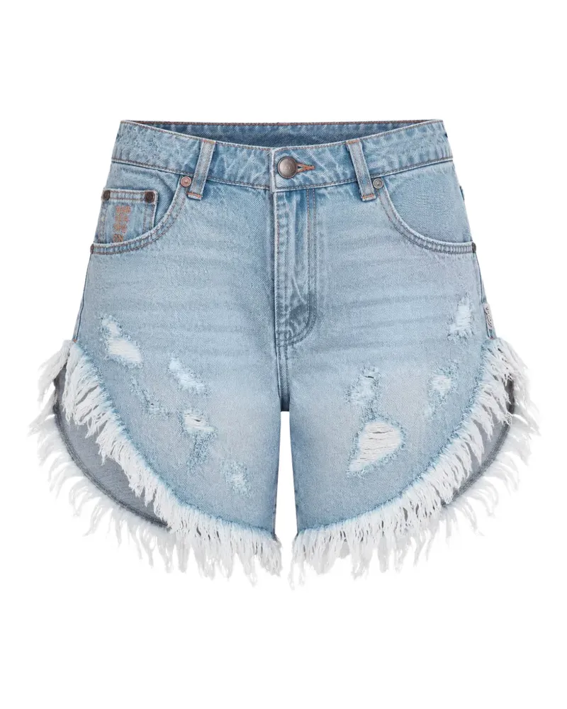 One Teaspoon Frankies distressed fringed shorts - Blau Blau