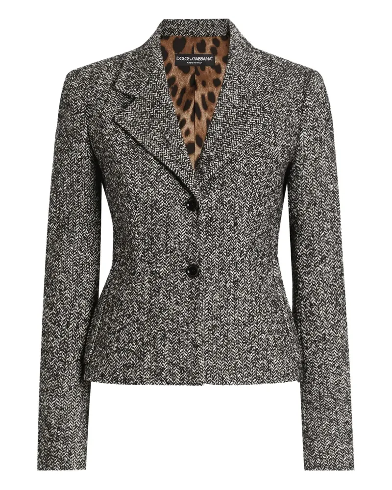 Dolce & Gabbana Tweed-Jacke mit Fischgrätenmuster - Grau Grau