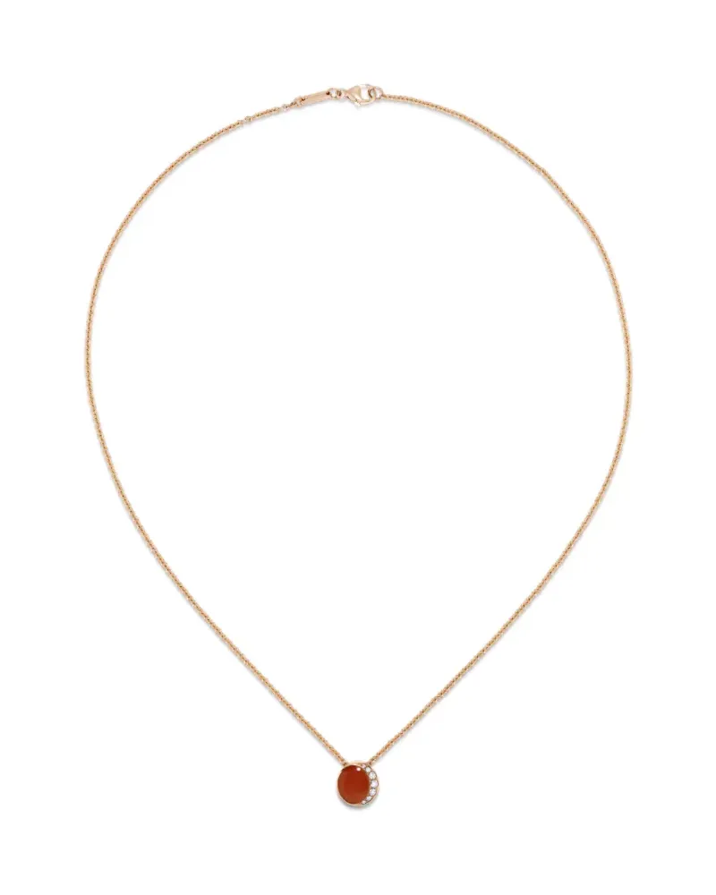 David Morris 18kt Fortuna Rotgoldhalskette mit Karneol und Diamant - Rosa Rosa