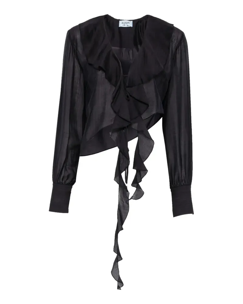 Blumarine ruffled cropped blouse - Blau Blau