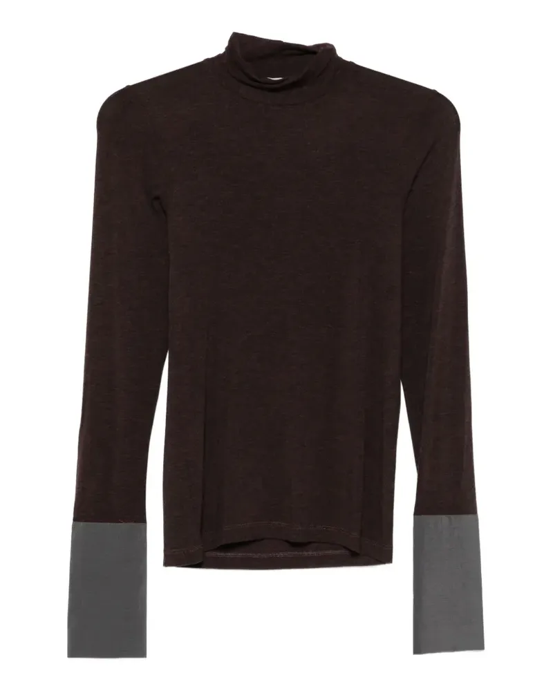 ALYSI Stehkragen-Pullover mit Kontrastbündchen - Braun Braun