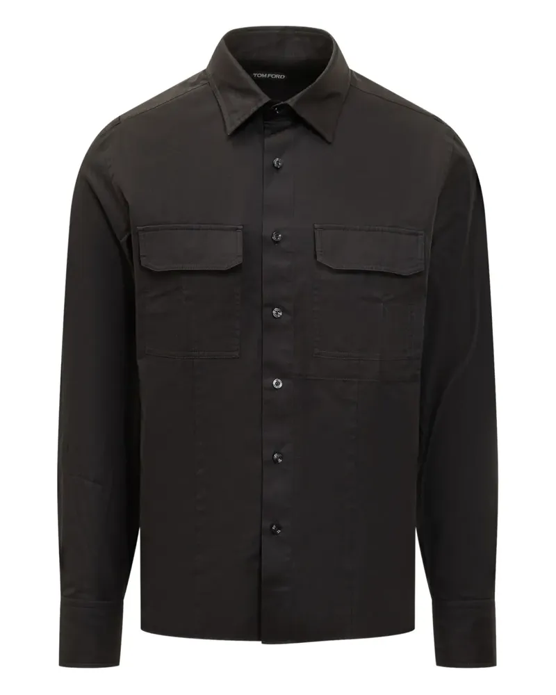 Tom Ford Hemd im Military-Look - Schwarz Schwarz