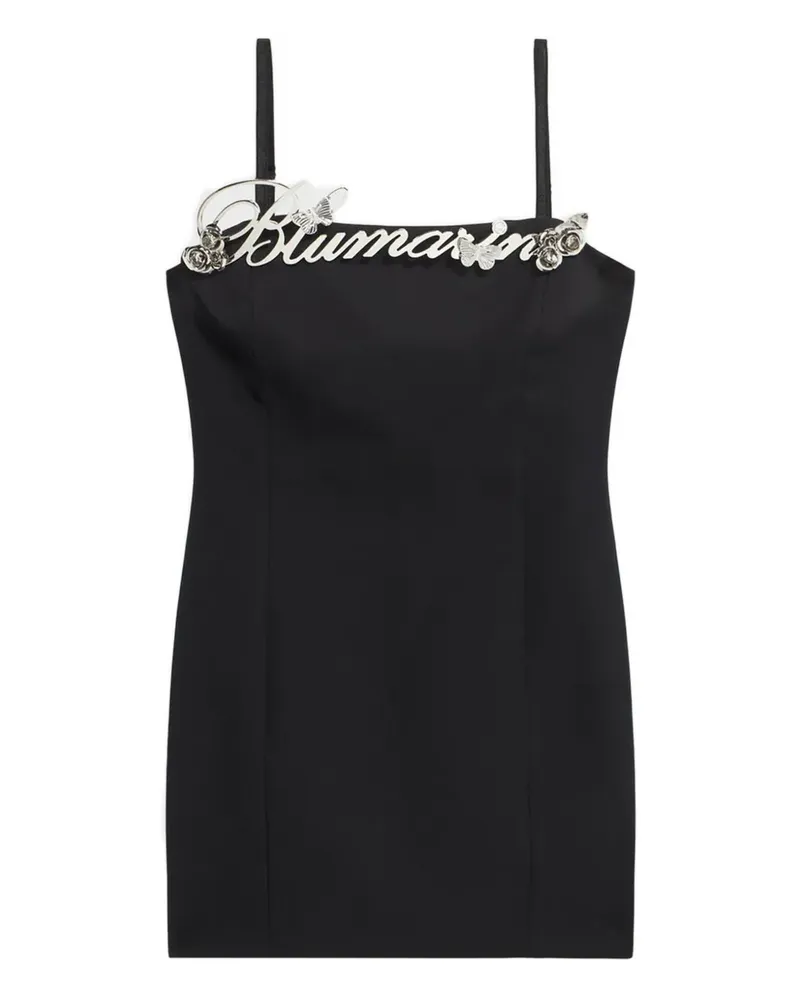 Blumarine Minikleid mit Logo-Rosenverzierung - Schwarz Schwarz