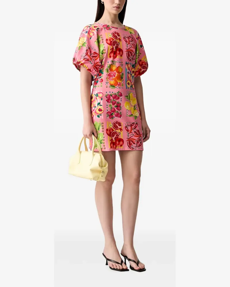 Never Fully Dressed Puffärmel-Midikleid mit Früchte-Print - Rosa Rosa