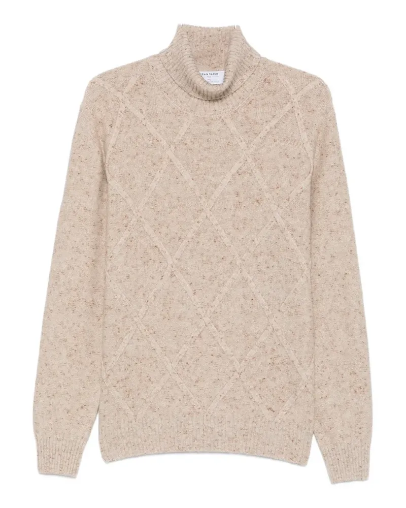 Gran Sasso Rollkragenpullover mit Rautenstrick - Braun Braun