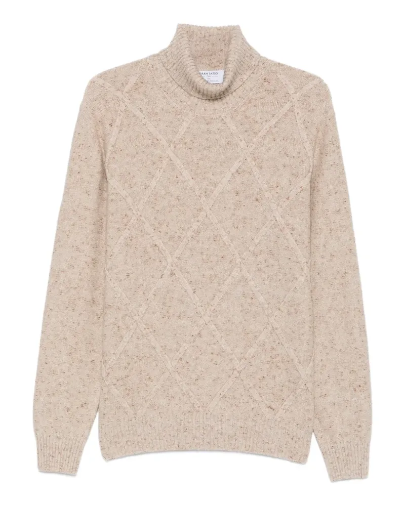 Gran Sasso Rollkragenpullover mit Rautenstrick - Braun Braun