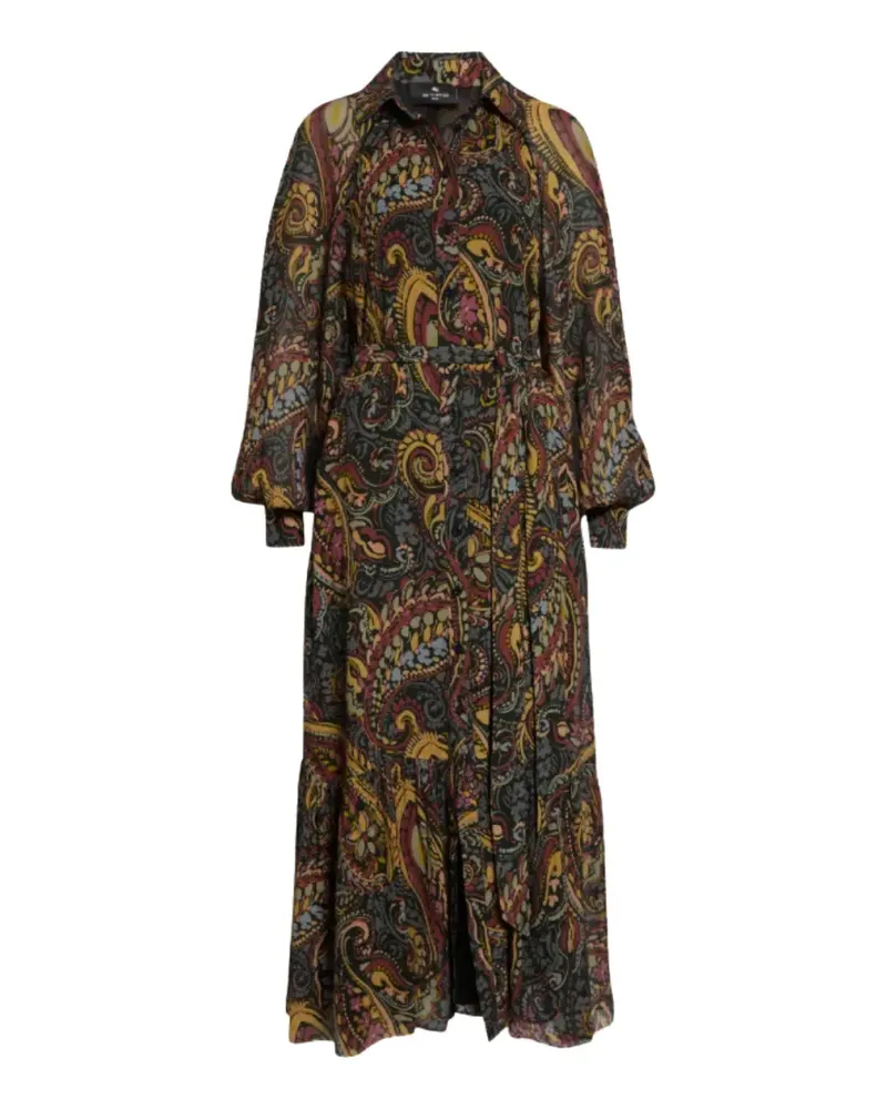 Etro paisley-print belted midi shirt dress - Schwarz Schwarz