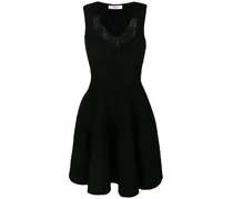 Ausgestelltes Kleid mit Spitzeneinsatz - Schwarz