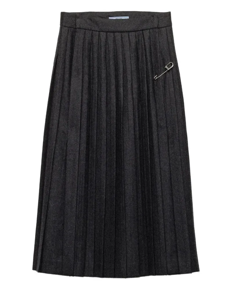 Prada Midirock mit Falten - Grau Grau