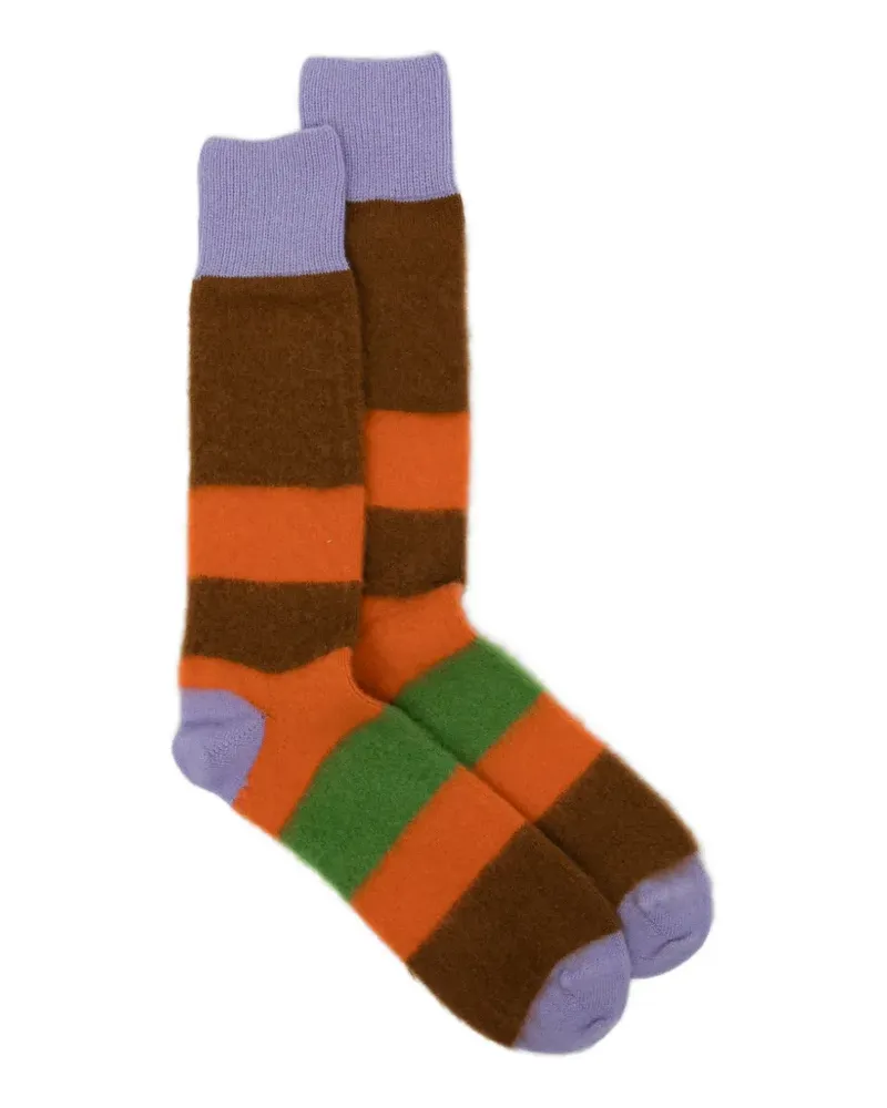 Ermenegildo Zegna logo-print striped socks - Braun Braun