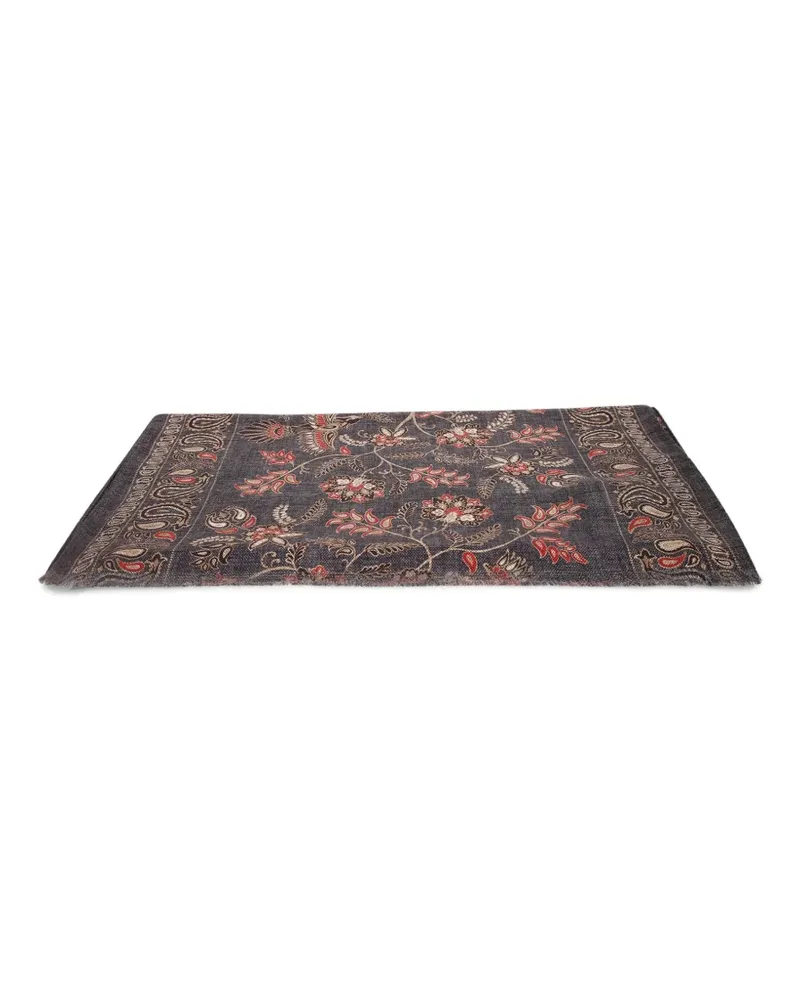Dell'oglio Schal mit Blumenmuster - Blau Blau