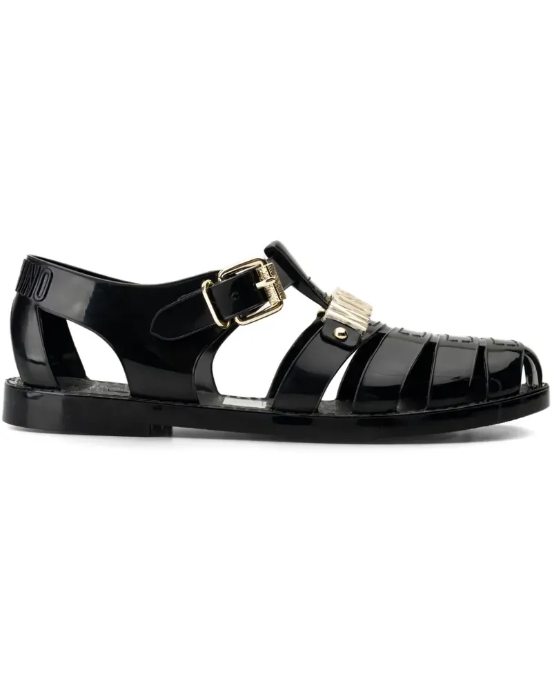 Moschino Sandalen mit Logo-Schild - Schwarz Schwarz