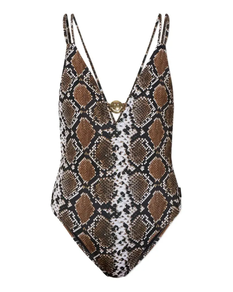 Moschino x Smiley snake-print one-piece swimsuit - Braun Braun