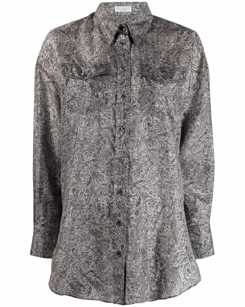 Brunello Cucinelli Hemd mit Paisley-Print - Grau Grau