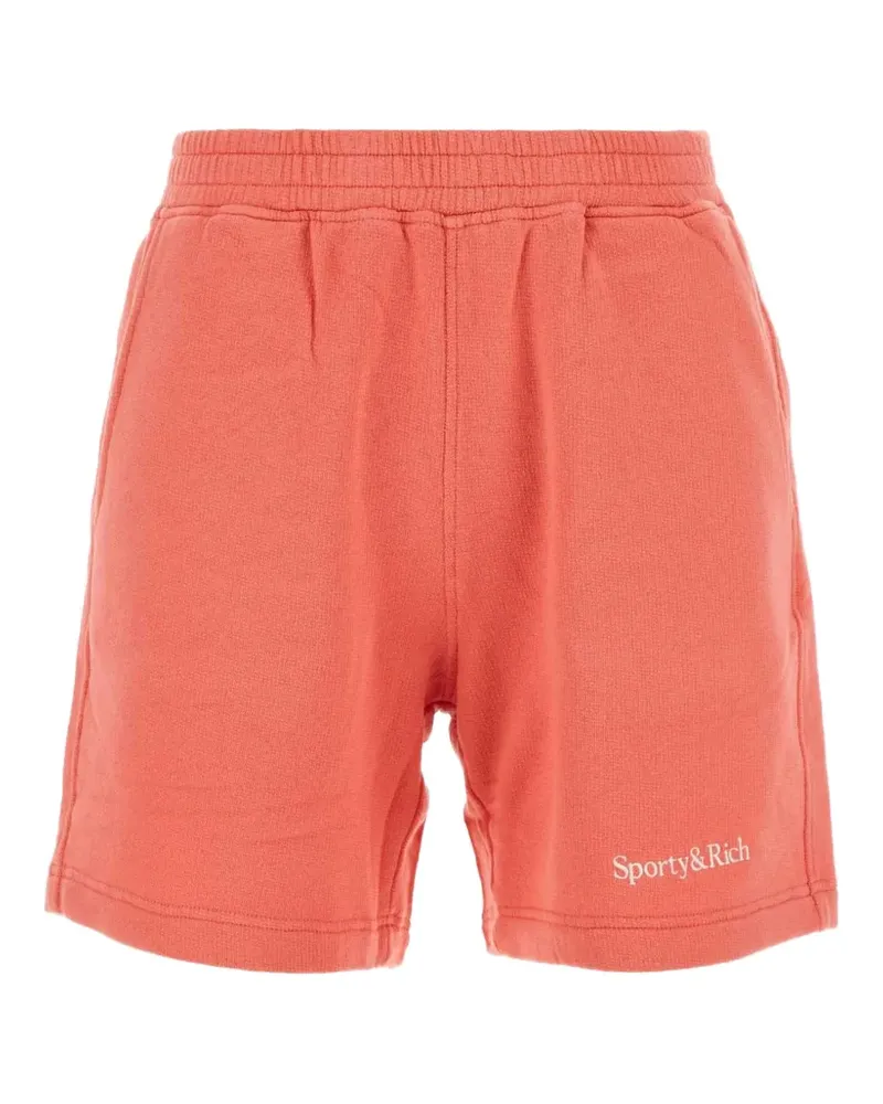 SPORTY & RICH logo cotton shorts - Orange Orange