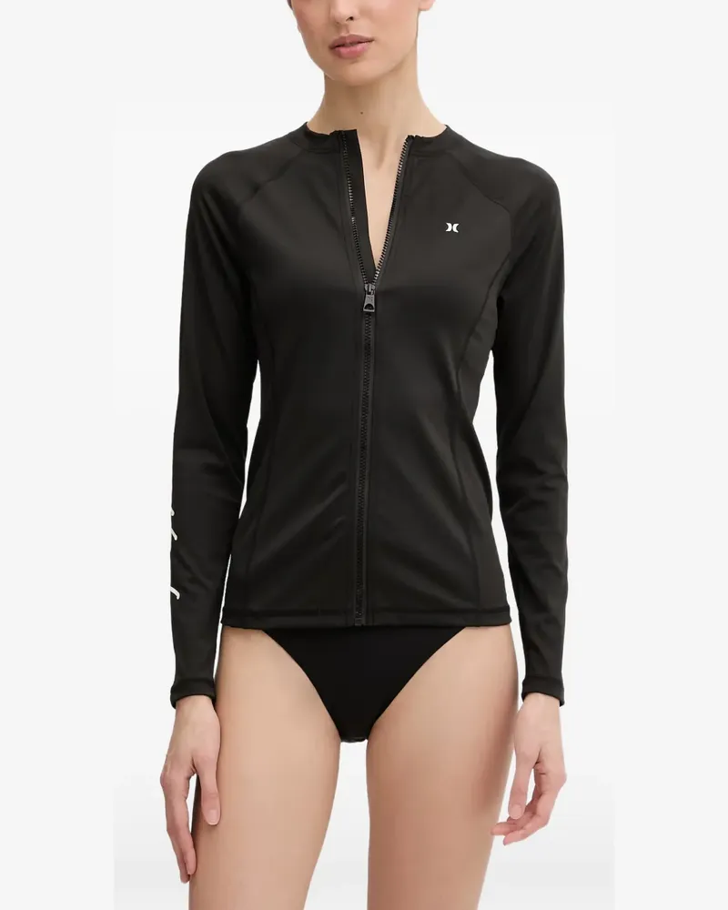 Hurley Rashguard mit Logo-Print und Reißverschluss - Schwarz Schwarz