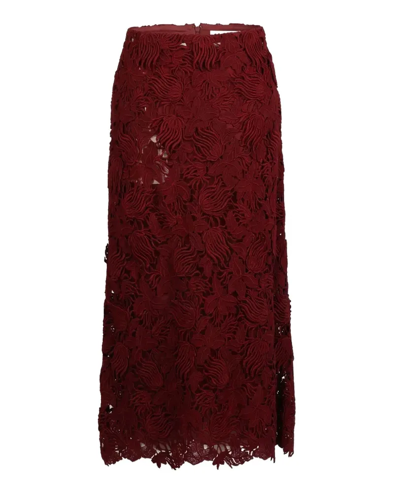 Valentino Garavani floral-lace midi skirt - Rot Rot