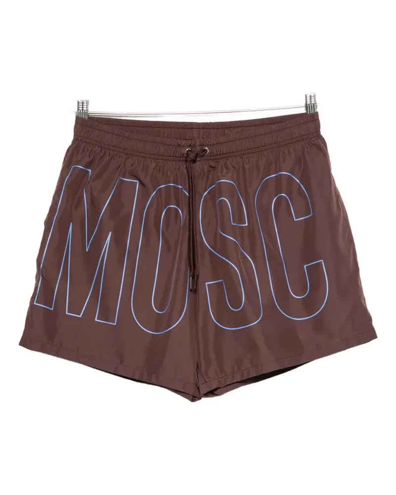 Moschino logo-print drawstring swim shorts - Braun Braun