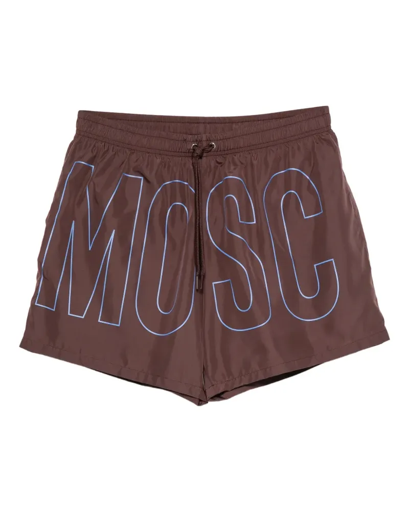 Moschino logo-print drawstring swim shorts - Braun Braun