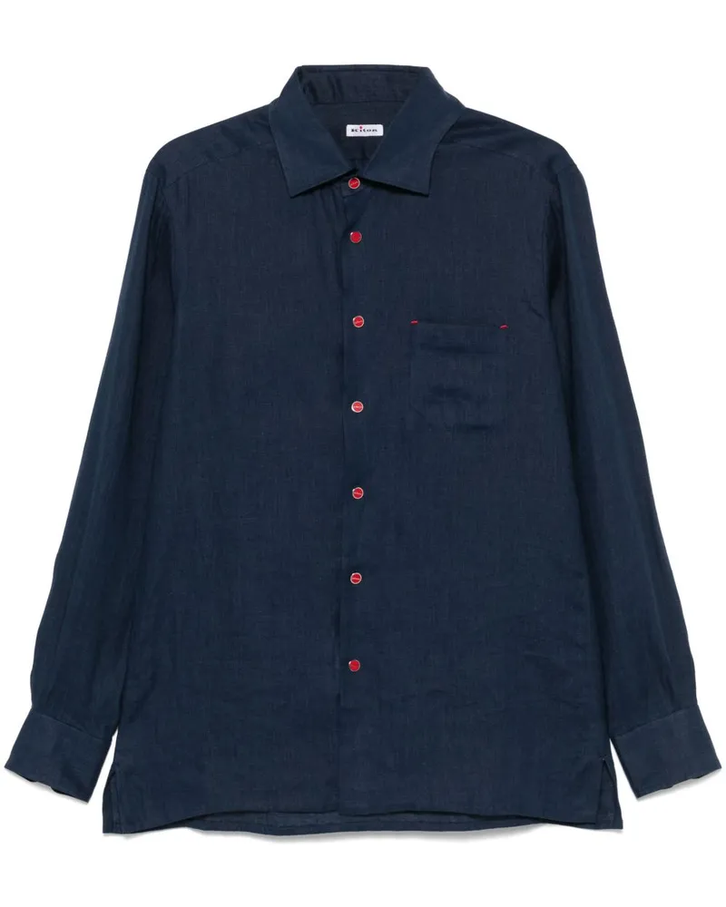 Kiton Hemd aus Leinen - Blau Blau