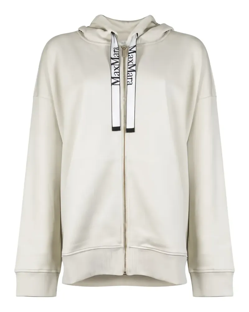 Max Mara logo-drawstring zip-up hoodie - Nude Nude