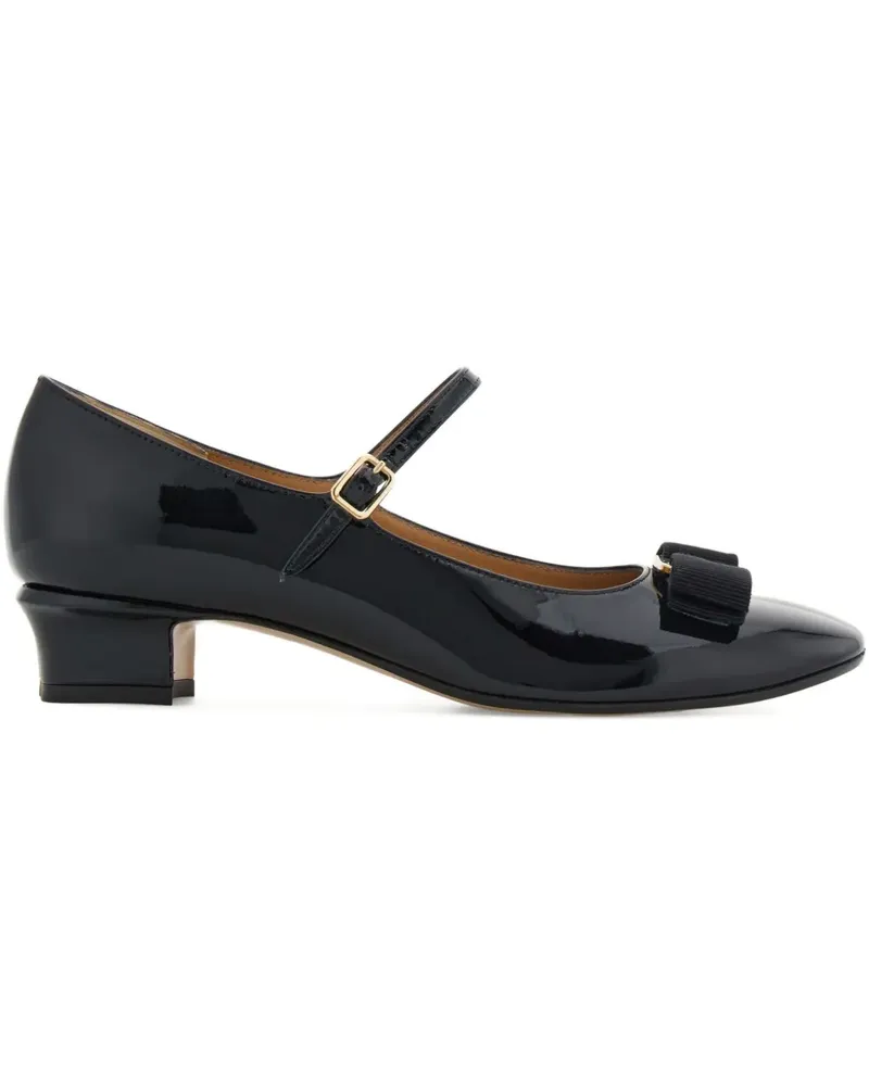 Ferragamo Mary Janes mit Vara-Schleife 30mm - Schwarz Schwarz