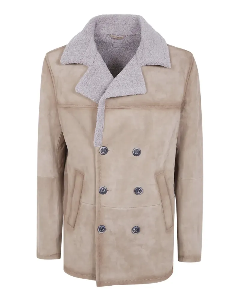 Milestone Cleveland double-breasted leather jacket - Nude Nude