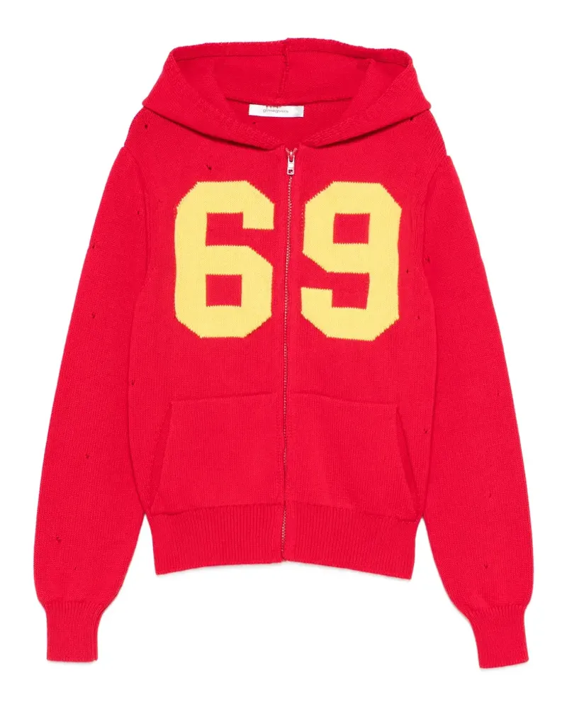GIMAGUAS Cardigan mit Kapuze und Nummernmotiv - Rot Rot