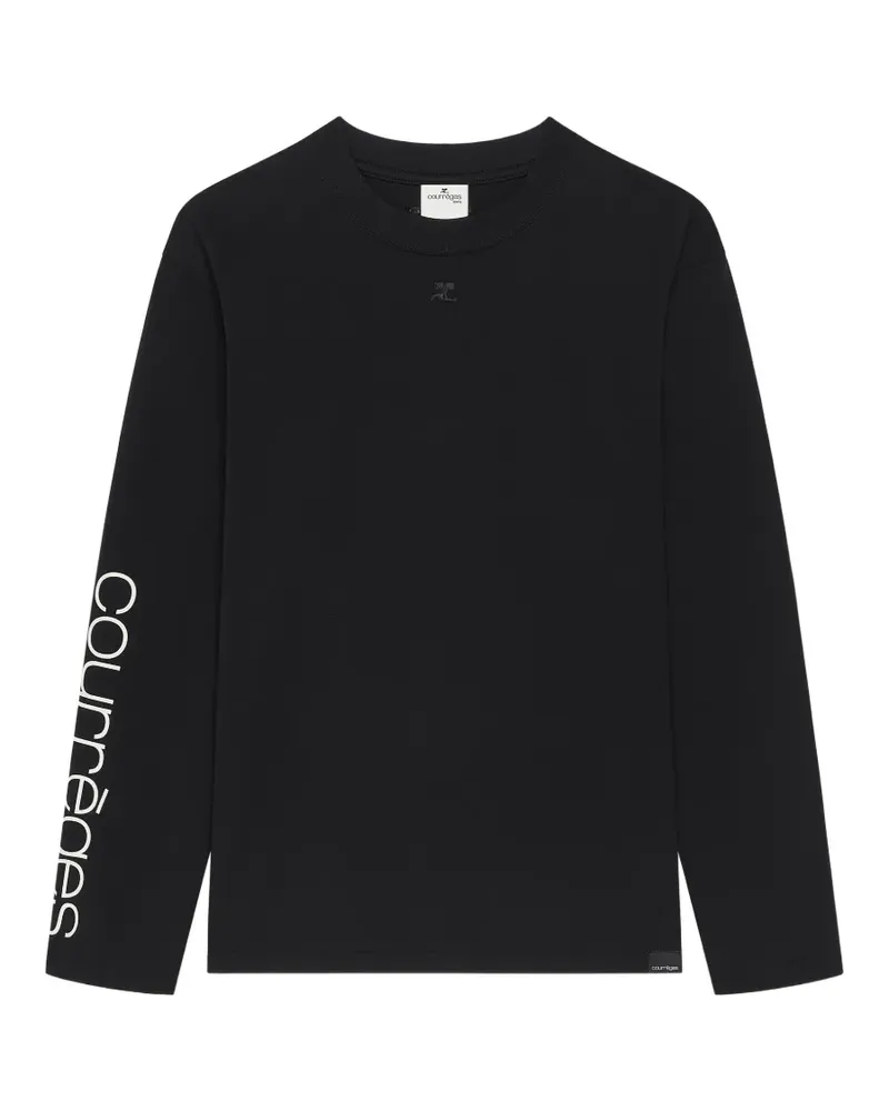 Courrèges Langarmshirt mit Logo-Print - Schwarz Schwarz