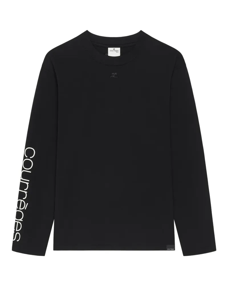 Courrèges Langarmshirt mit Logo-Print - Schwarz Schwarz