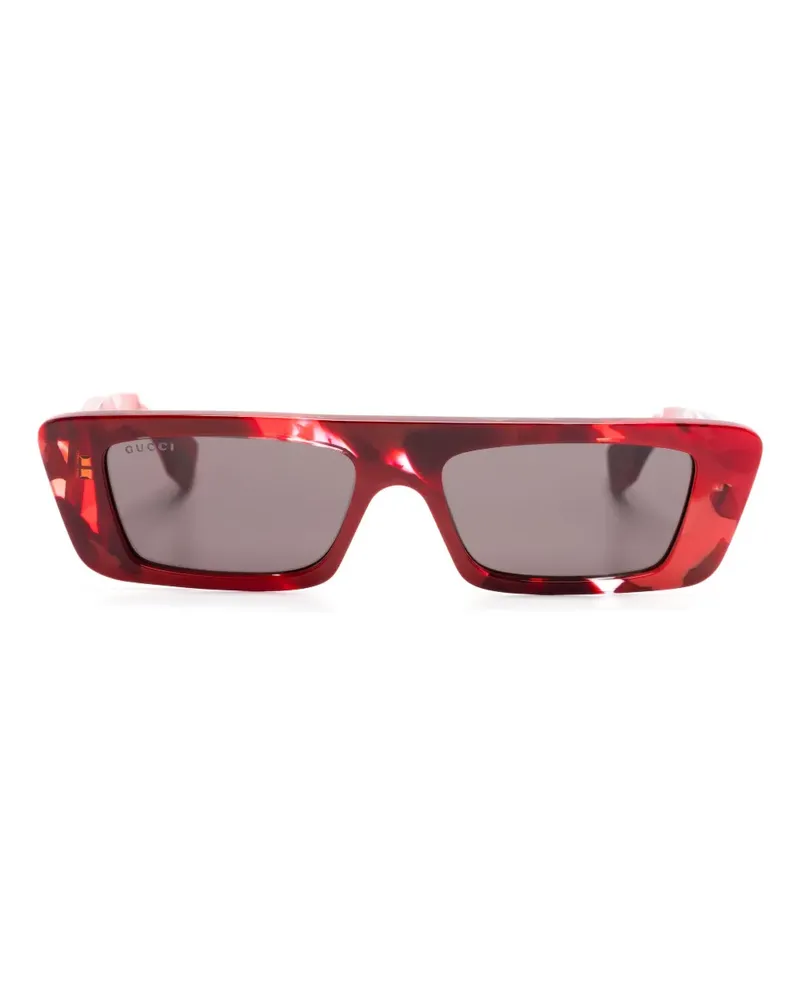 Gucci Sonnenbrille mit eckigem Gestell - Rot Rot
