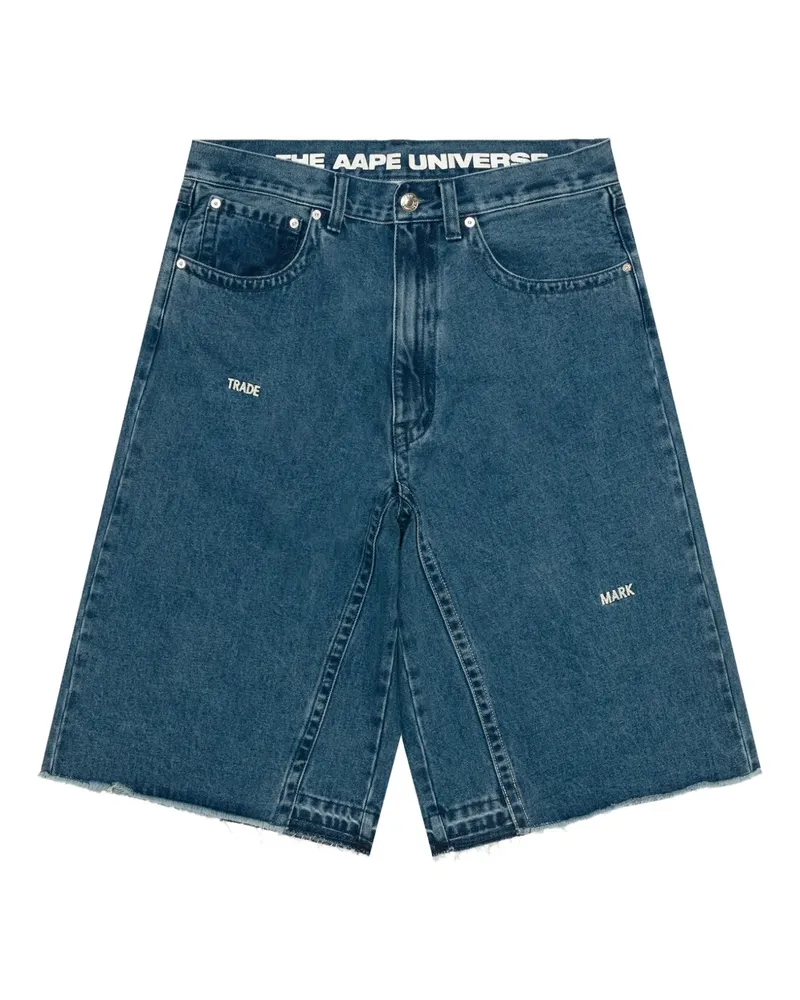 BAPE Ausgefranste Jeans-Shorts - Blau Blau