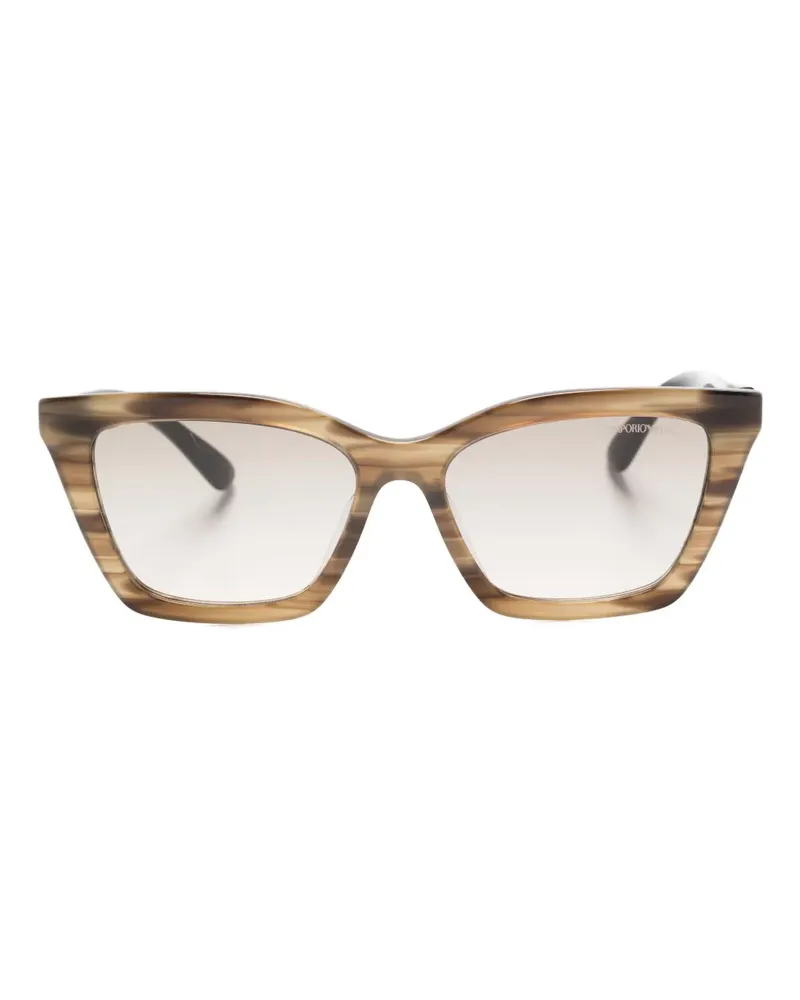 Emporio Armani Gestreifte Cat-Eye-Sonnenbrille - Grün Grün