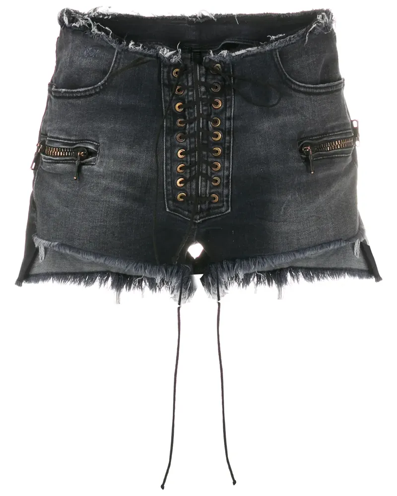 Unravel Ausgefranste Jeansshorts - Schwarz Schwarz