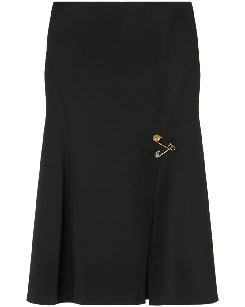 Versace Safety Pin Midirock aus Satin - Schwarz Schwarz