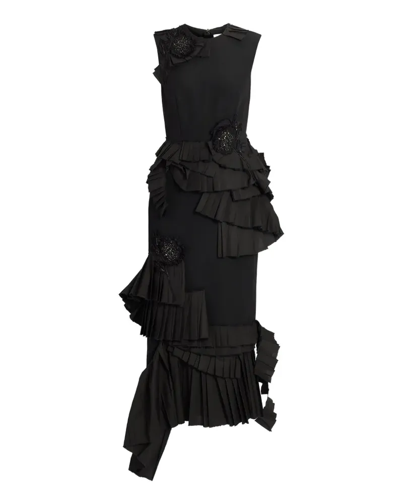 Erdem embroidered ruffled dress - Schwarz Schwarz