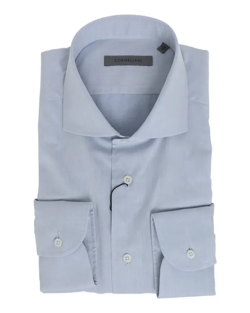 Corneliani french-collar poplin shirt - Blau Blau
