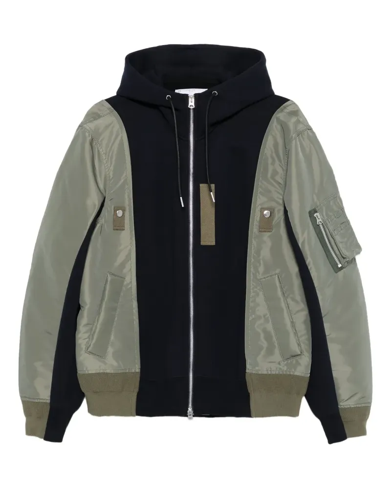 Sacai Kapuzenjacke mit Kontrasteinsätzen - Grün Grün