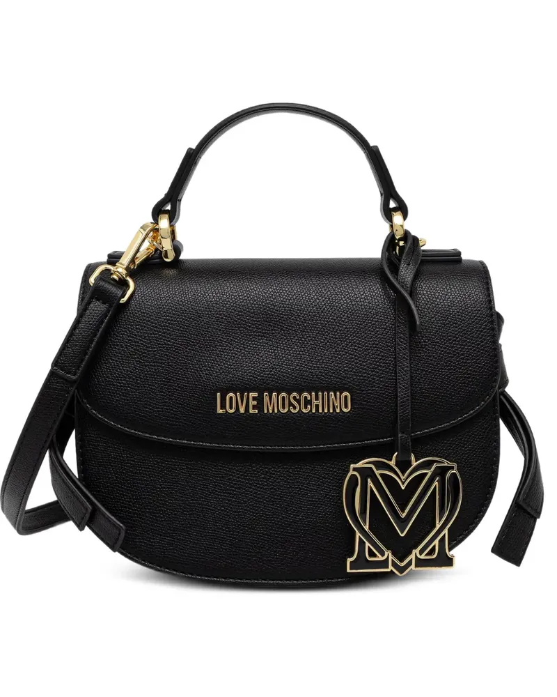 Moschino logo-plaque pebbled tote bag - Schwarz Schwarz