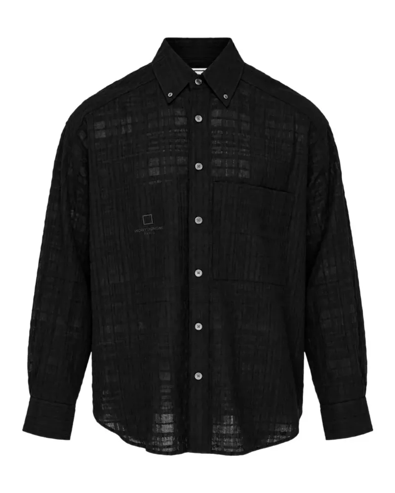 Wooyoungmi crinkled-texture button-down shirt - Schwarz Schwarz