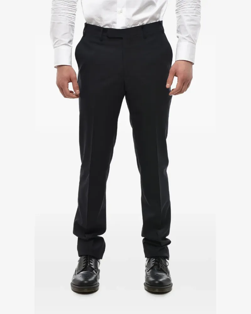 Corneliani pressed-crease virgin wool trousers - Blau Blau