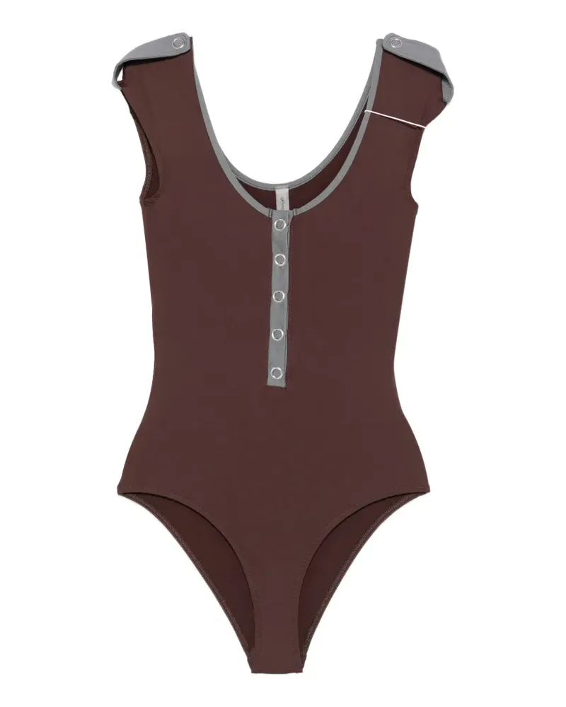 GIMAGUAS Petra button contrast-trim swimsuit - Braun Braun