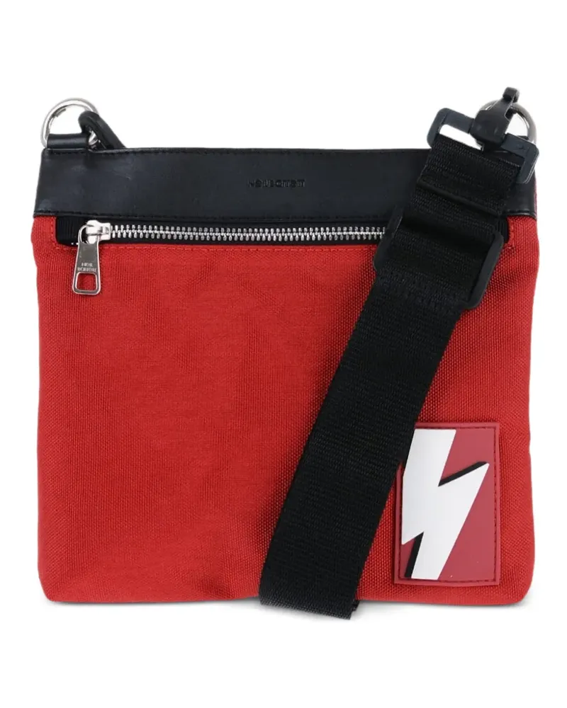 Neil Barrett Fair Isle Thunderbolt Kuriertasche - Rot Rot